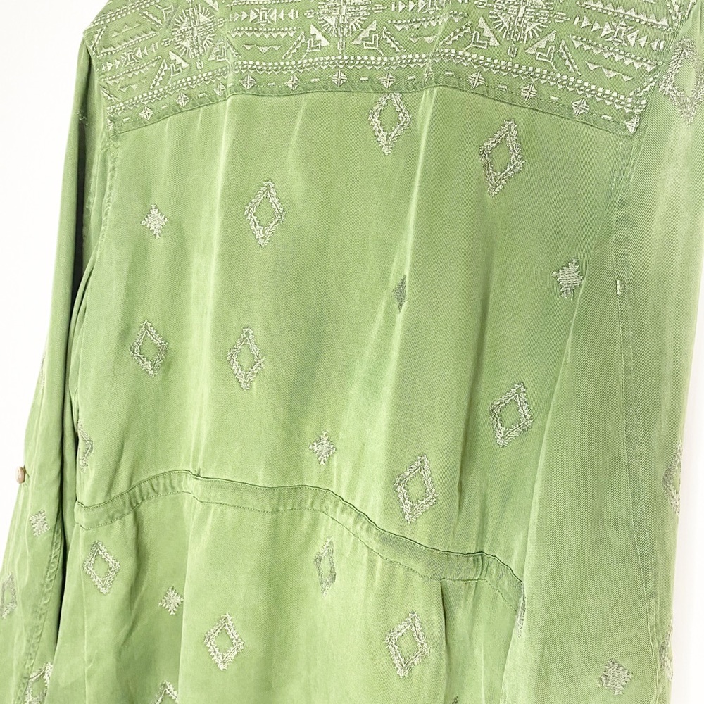 💙 EMBROIDERED Olive Green Drawstring Light Jacket - Picture 5 of 5